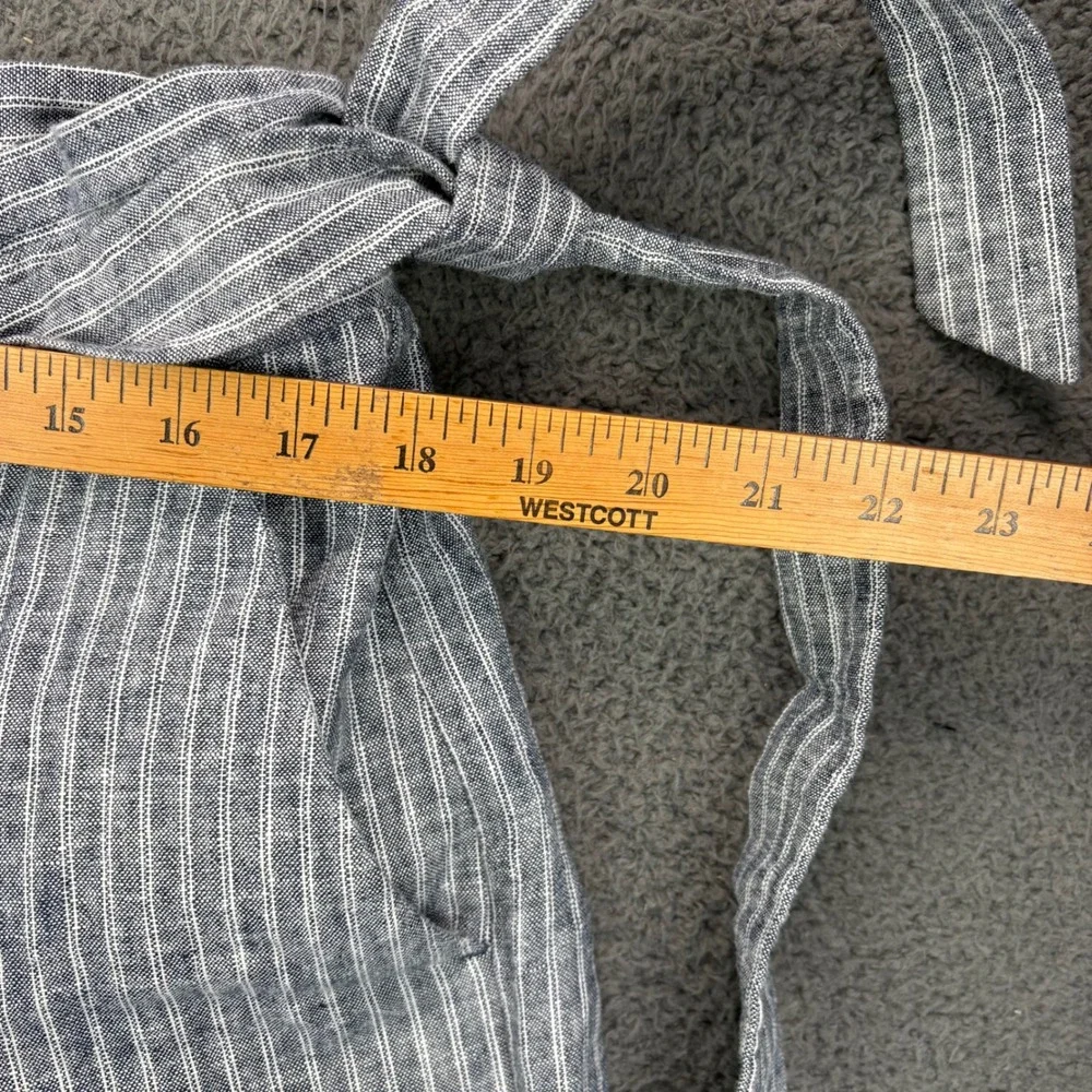Banana Republic Womens 12 Blue White Striped Linen‎ Blend Wide Leg Crop Pants
